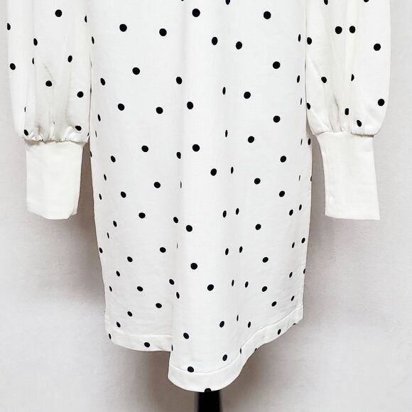 BODEN Ramona Sweatshirt Dress Long Sleeve Ivory Navy Blue Polka-dot 100% Cotton - Picture 9 of 12